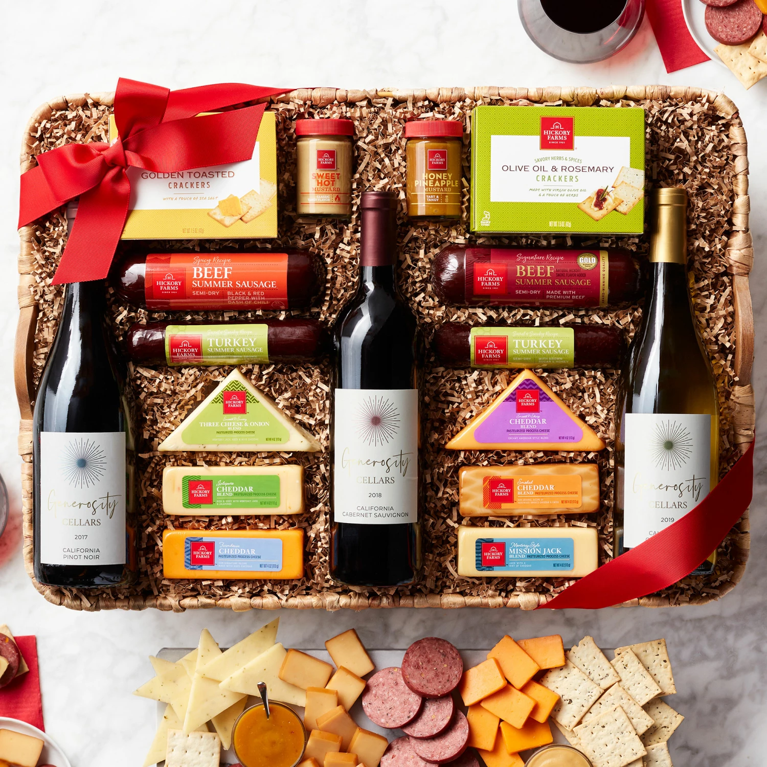 Front Page -HICKORY FARMS Sales grand wine party gift basket 002628 1 1
